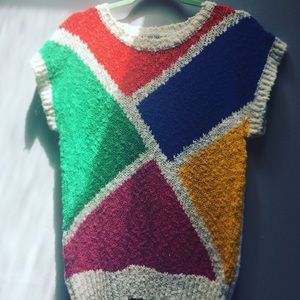 Vintage color block sweater T-shirt